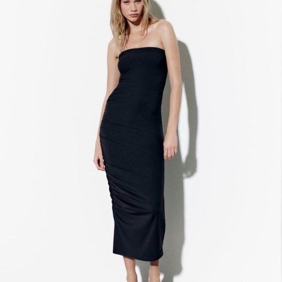 ZARA DRAPED MIDI DRESS NWT - Picture 6 of 11